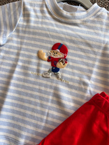 Blue & Red Football Player Short Set by Squiggles