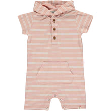 Load image into Gallery viewer, Pink Stripe Hooded Romper by Me &amp; Henry
