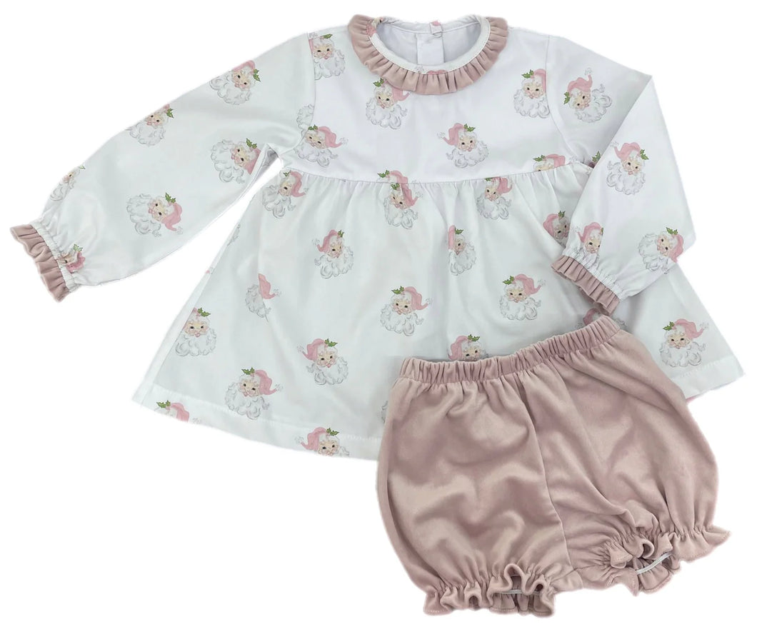 Pink Santa Bloomer Set by James & Lottie