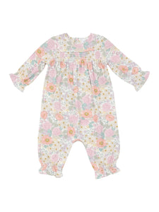 Peonies & Roses Smocked Romper by Angel Dear