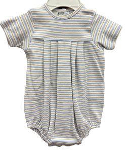 Tan and Blue Striped Pleated Bubble by Squiggles