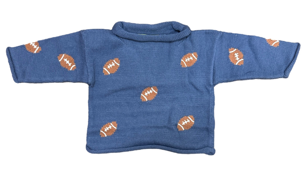 Steel Blue Multi-Football Roll-neck Sweater