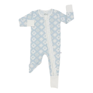 Bow Quilted Patch Ruffle Double Zipper Romper by Hamner Hill