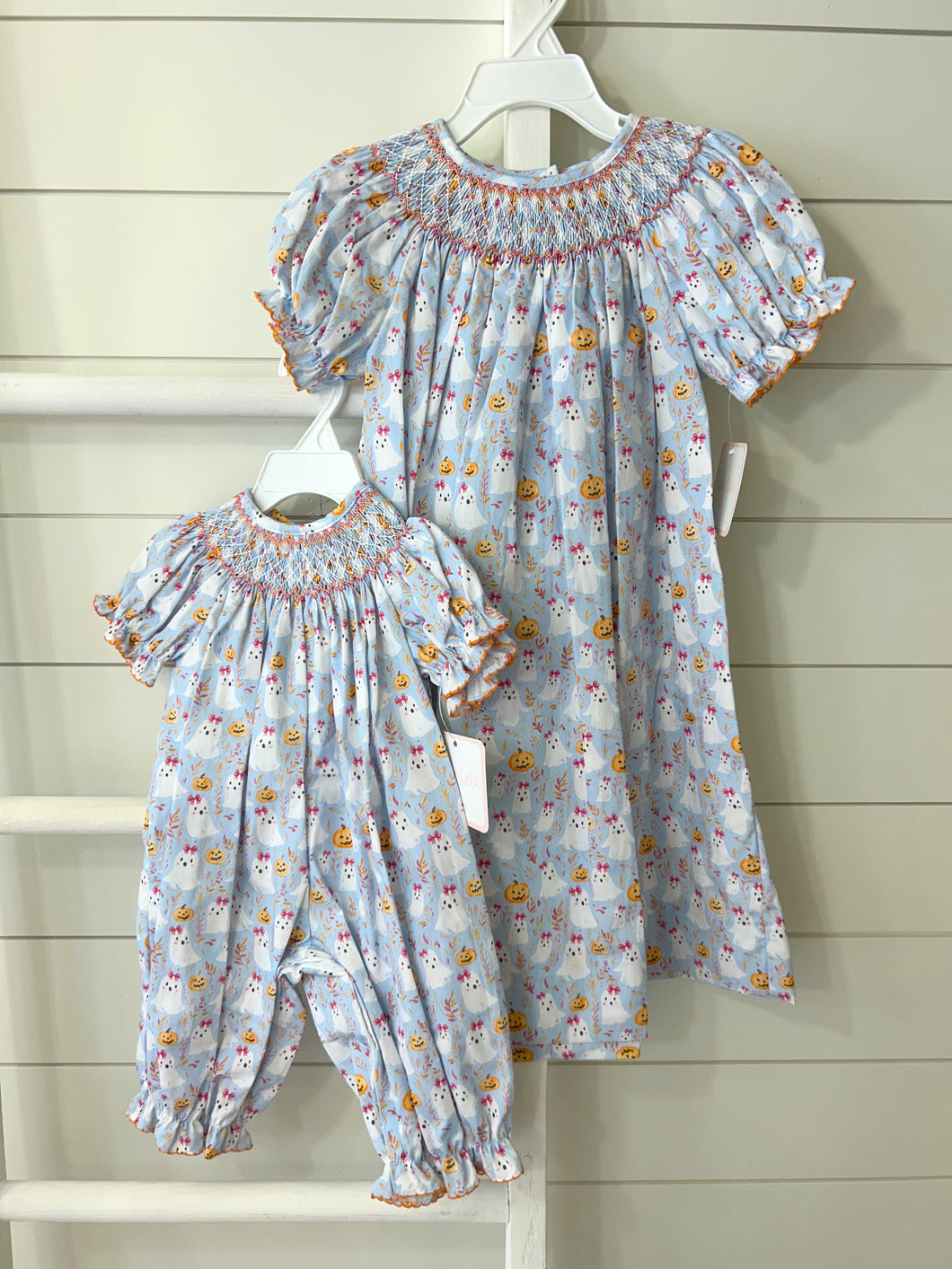 Halloween Ghost Print Bishop Dress by Petit Bebe