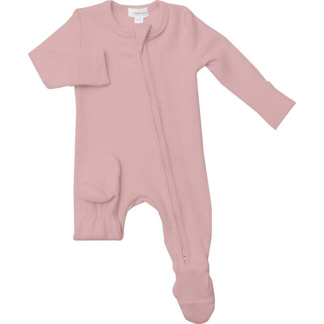 Silver Pink Rib Footie by Angel Dear