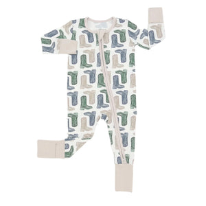 Boys Boots Double Zipper Romper by Hamner Hill