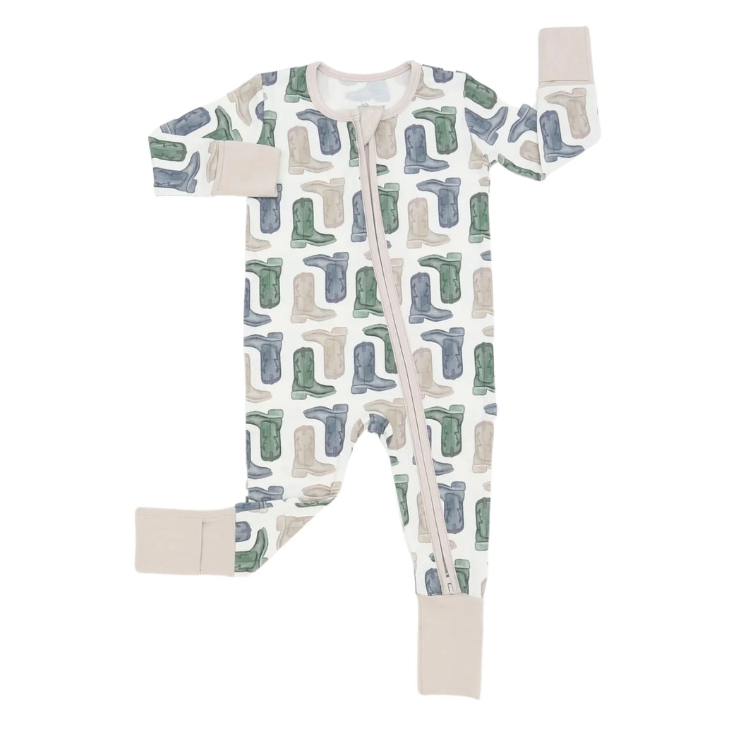 Boys Boots Double Zipper Romper by Hamner Hill