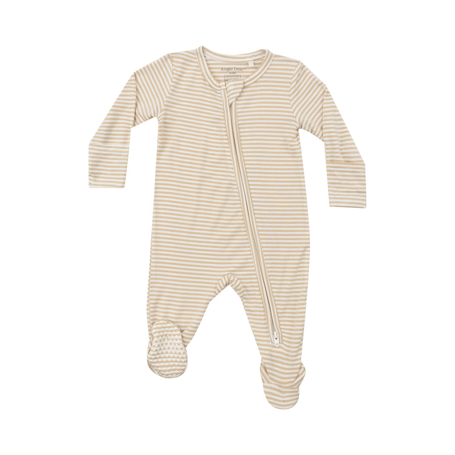 Beige Stripe Footie by Angel Dear