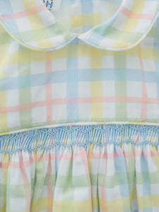 Pastel Color Smocked Plaid Arthur Bubble