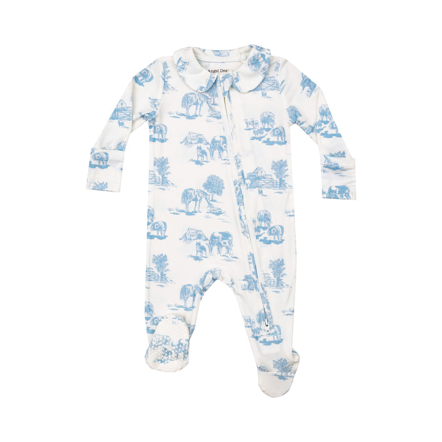 Farm Toile Footie by Angel Dear