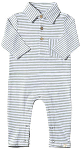 Grey/White Stripe Polo Romper by Me & Henry