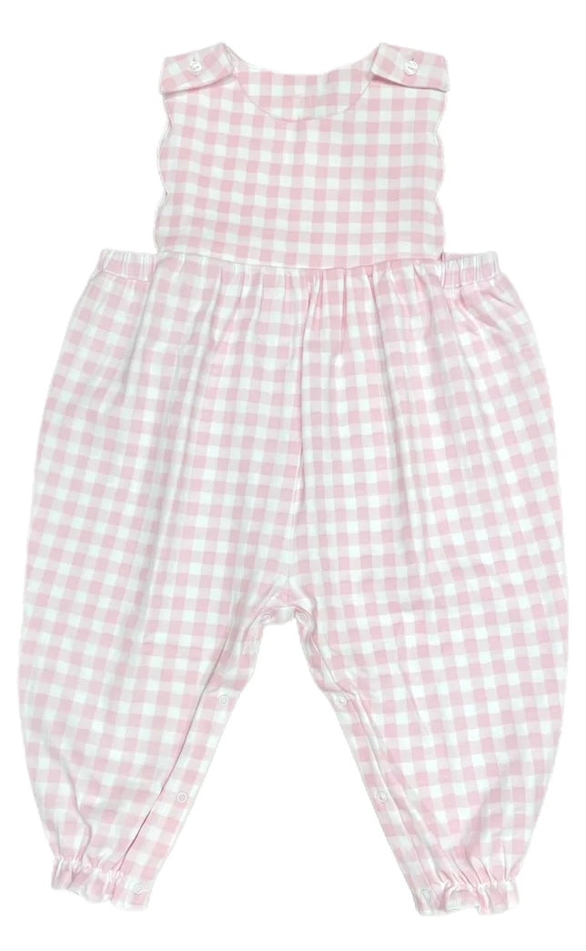 Pink Gingham Scalloped Pink Longall by James & Lottie