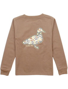 Boys Field Camo Logo LS Walnut by Properly Tied