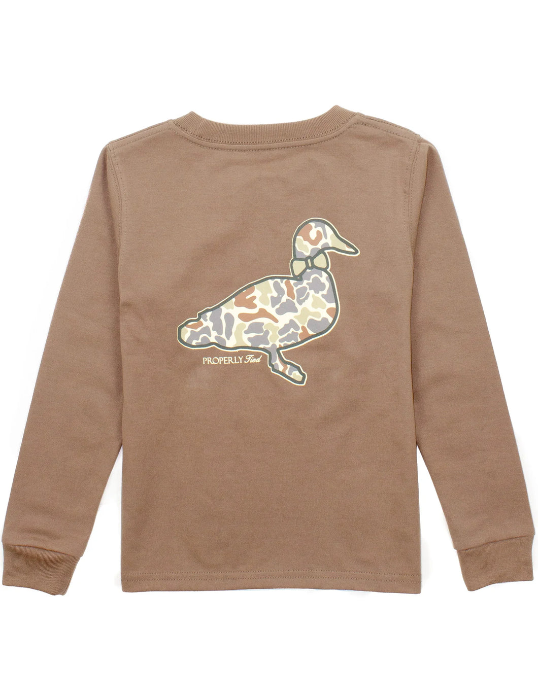 Boys Field Camo Logo LS Walnut by Properly Tied