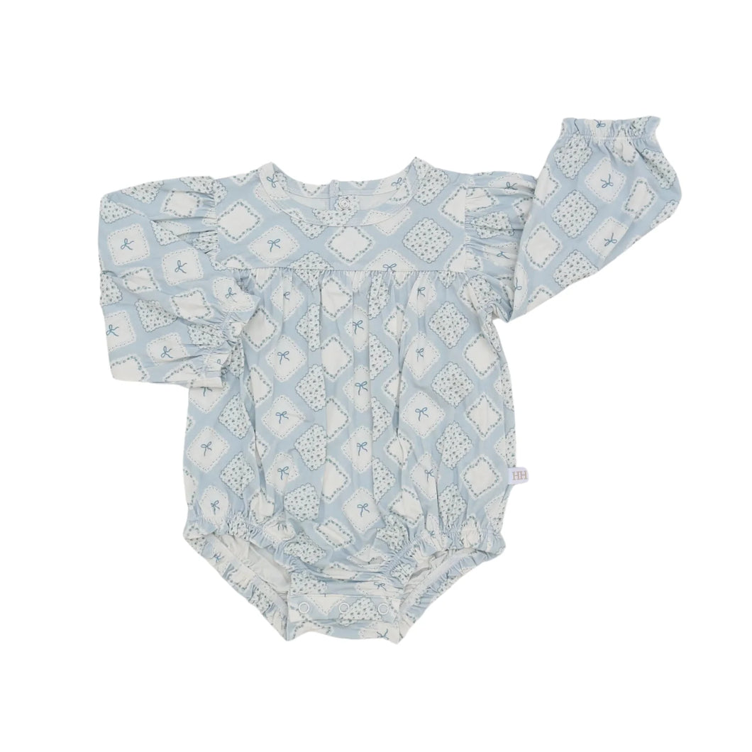 Bow Quilted Patch LS Girls Bubble by Hamner Hill