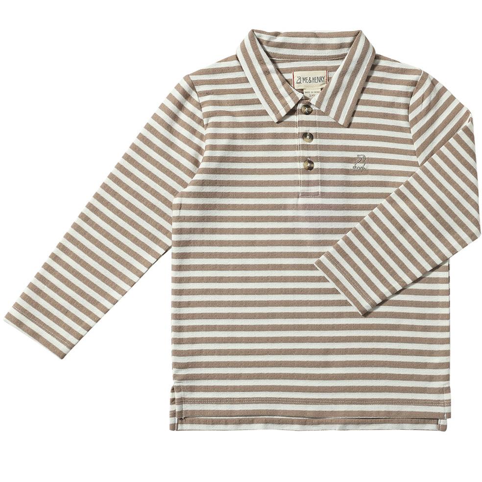 Tan/White Stripe Polo by Me & Henry