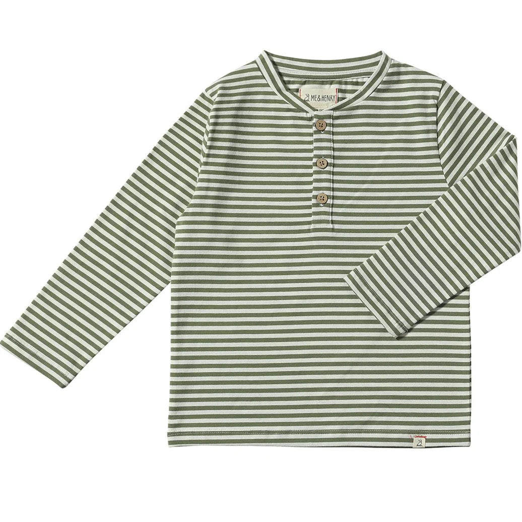 Sage/White Stripe Henley by Me & Henry