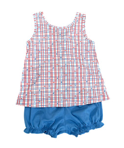Stars & Stripes Patriotic Knit Bloomer/Short Set by James & Lottie