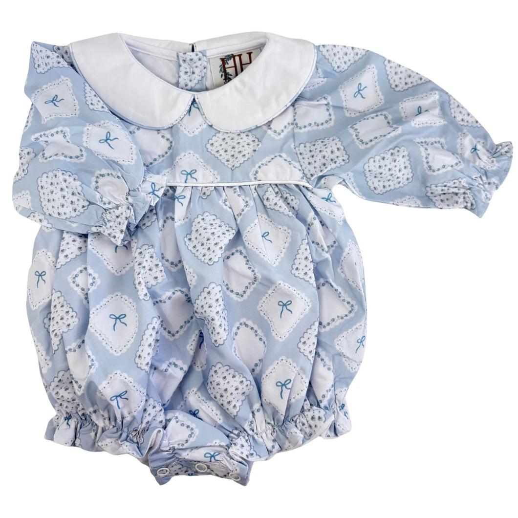 Girls Quilted Bow Patch Long Sleeve Collar Bubble by Hamner Hill