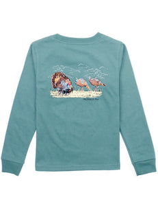 Boys Turkey Hunt LS Marine Green by Properly Tied