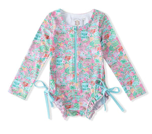 Charleston LS Rashguard One-Piece Swimsuit by Swoon Baby