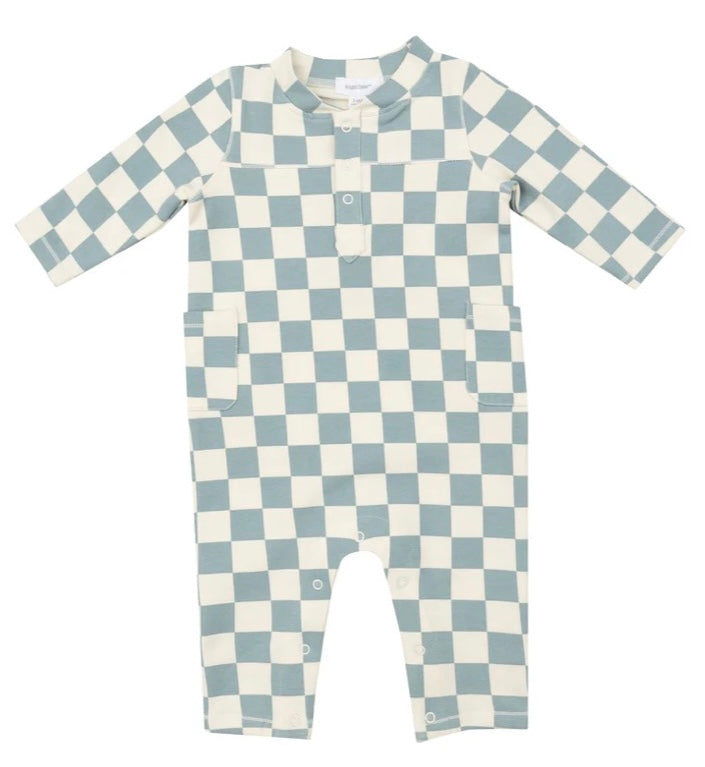 Gray Mist Checkerboard Uni Romper by Angel Dear