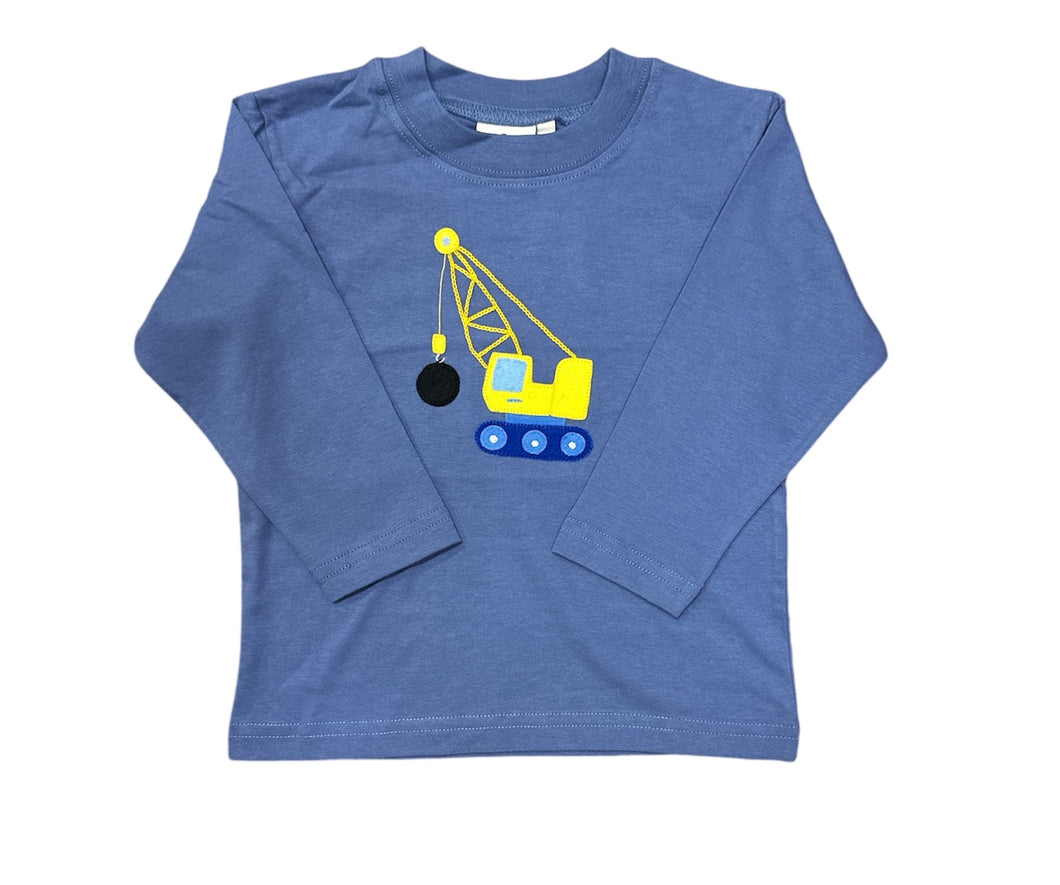 Steel Blue Crane w/ Wrecking Ball LS Tshirt