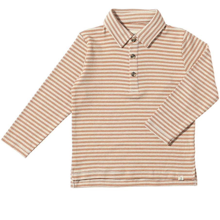 Pumpkin/White Stripe Polo by Me & Henry