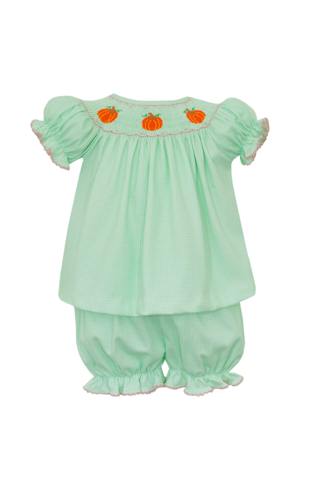 Green Check Knit Pumpkin Bloomer Set by Petit Bebe