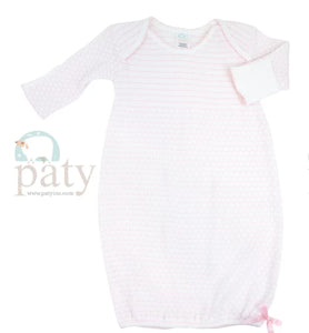 Pink Striped & White Trim Paty Gown