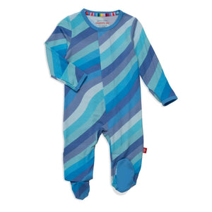 Blue Shine Striped Footie by Magnetic Me