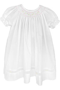 White Smocked Sweet Dress by Petit Ami (Preemie)