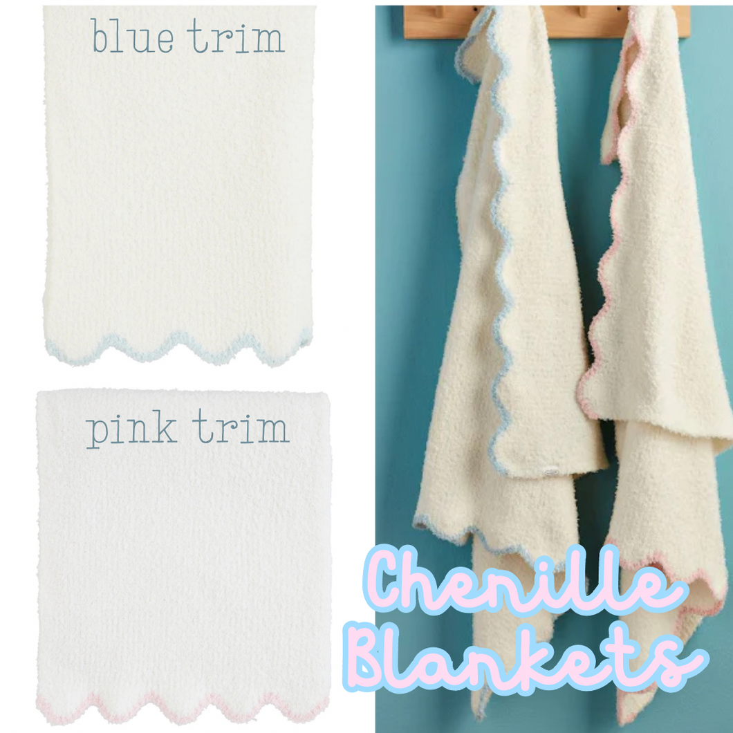 Scalloped Chenille Blanket- Monogram Me!