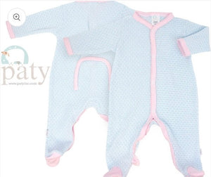Blue w/ Pink Trim Footie by Paty