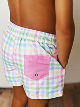 Load image into Gallery viewer, Perfectly Plaid Swim Trunks by Swoon Baby
