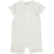 White Ribbed Henley Romper by Me & Henry