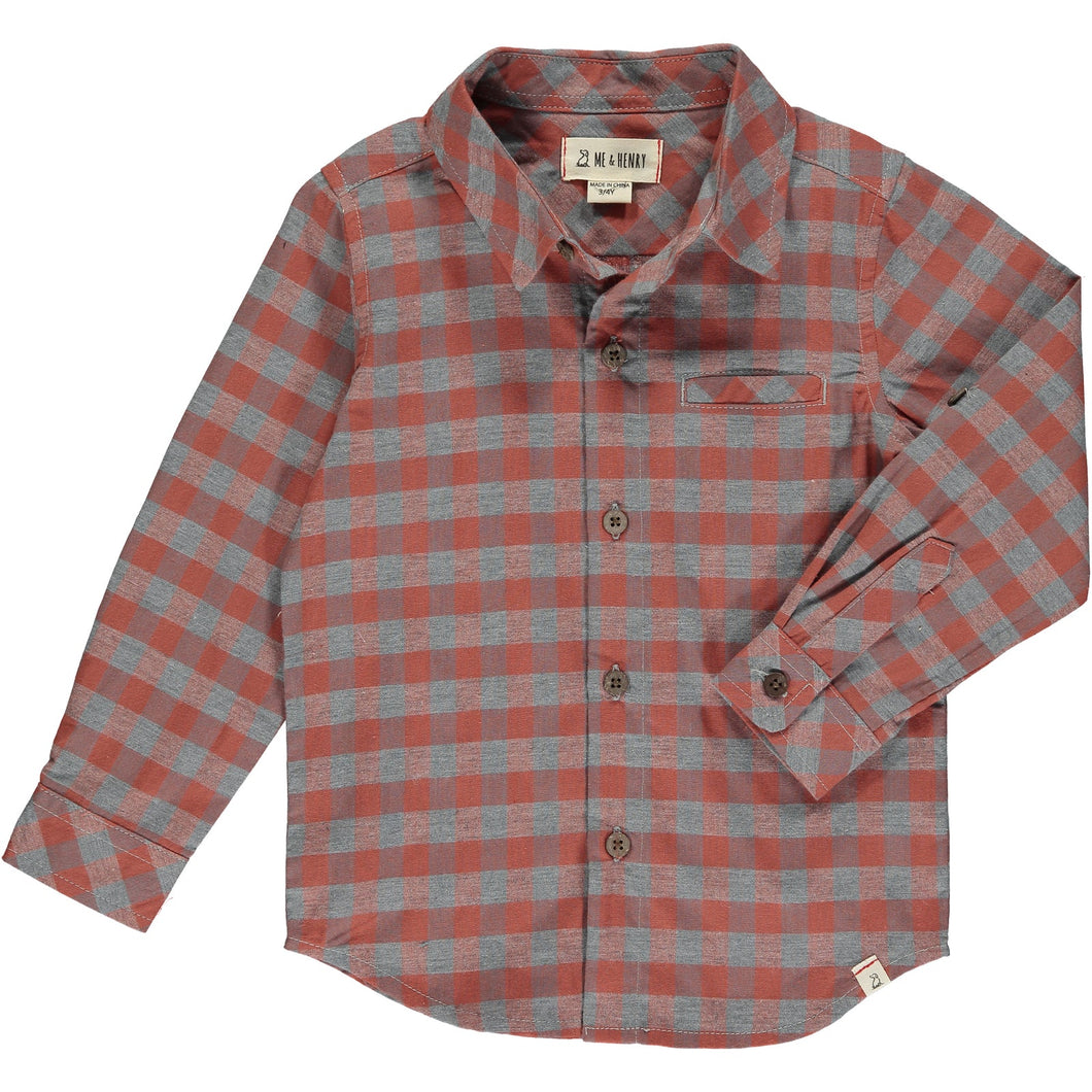 Grey/Rust Plaid Woven Shirt by Me & Henry