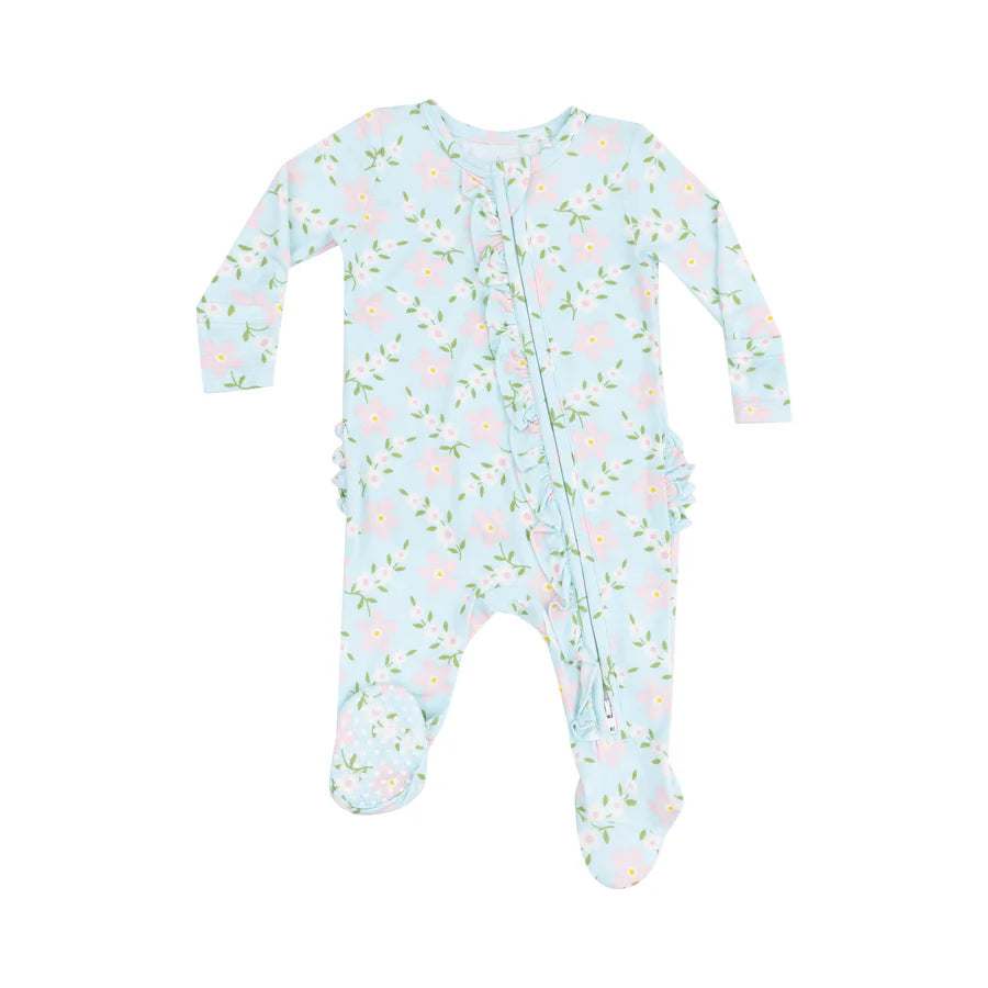 Vintage Daisy Ruffle Back Footie by Angel Dear