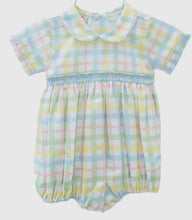 Load image into Gallery viewer, Pastel Color Smocked Plaid Arthur Bubble
