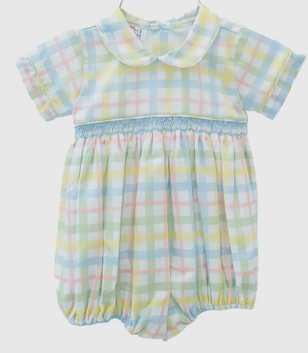 Pastel Color Smocked Plaid Arthur Bubble