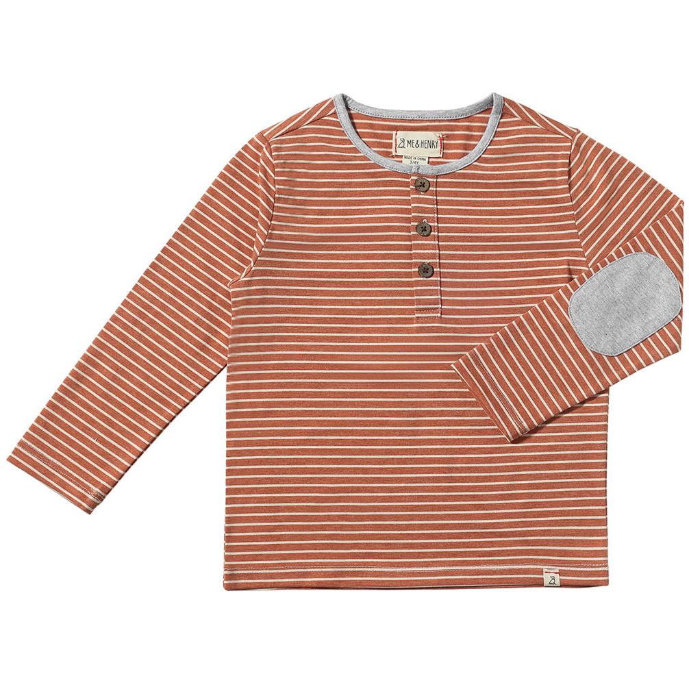 Rust/White Stripe Henley by Me & Henry