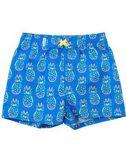 Load image into Gallery viewer, Neon Blue Pineapples Swim Trunks by Ruggedbutts
