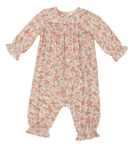 Sweet Rose Calico Smocked Romper by Angel Dear