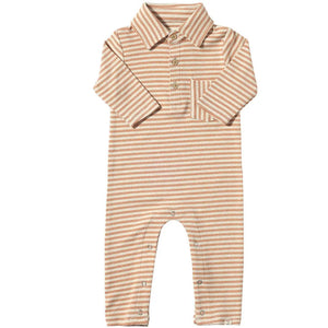 Pumpkin/Beige Double Stripe Romper by Me & Henry