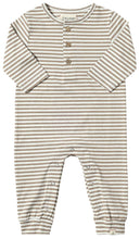 Load image into Gallery viewer, Taupe/White Stripe Mason Romper by Me &amp; Henry
