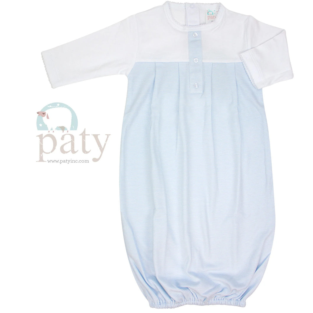 Blue & White Henley Gown by Paty