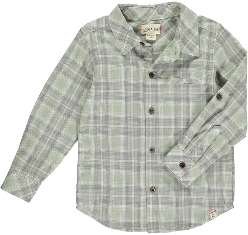 Sage/Grey Plaid Collared Shirt by Me&Henry