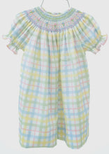 Load image into Gallery viewer, Pastel Color Smocked Plaid Dress
