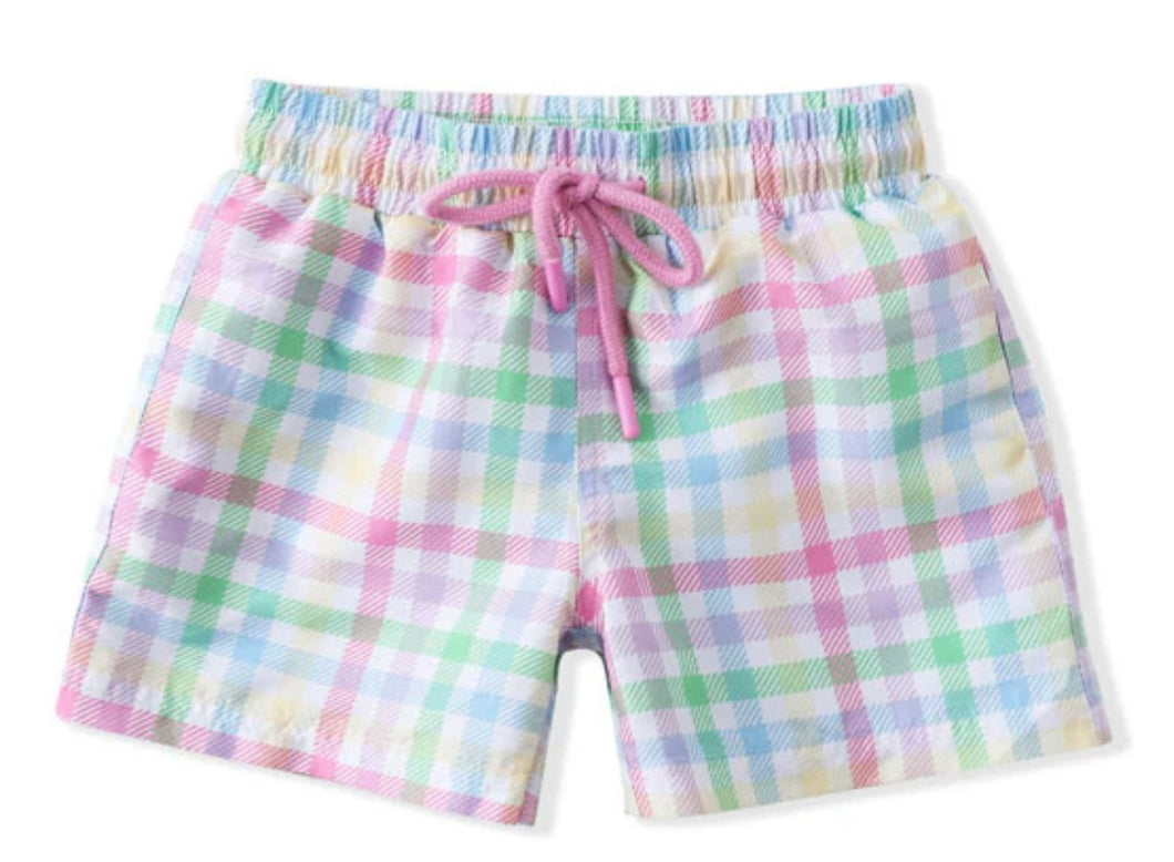 Perfectly Plaid Swim Trunks by Swoon Baby