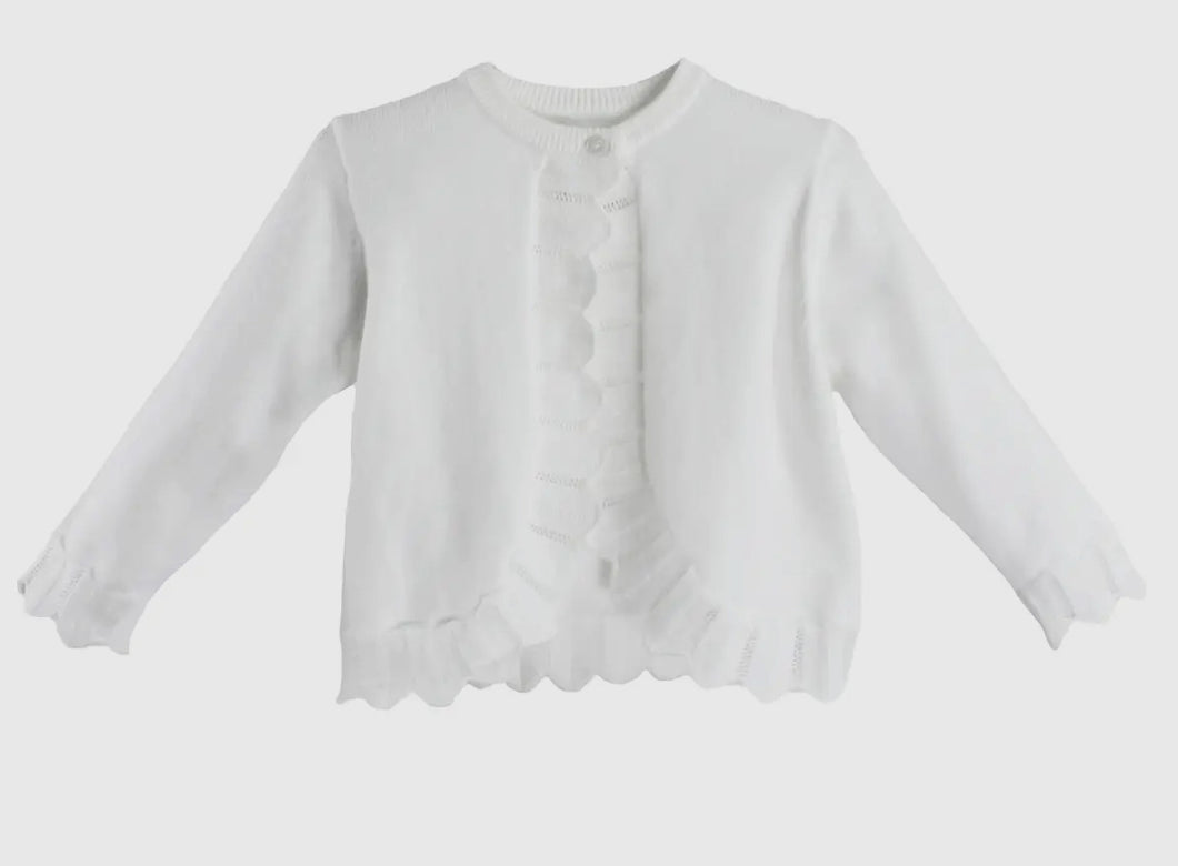 White Pointelle Cardigan Sweater